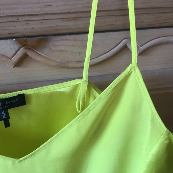 Rag & Bone | 100% Silk Racquel Satin-Paneled Neon Silk Crepe De Chine Camisole - Picture 6 of 9